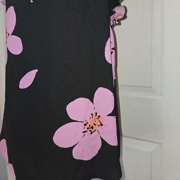 Kate Spade Grand Flora Pink/Black Ruffle XS Top - Picture 4 of 11